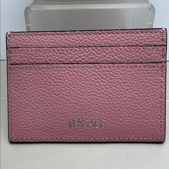 Versace Medusa Head Pink Leather Card Holder NWOT $275 Retail w/COA No Box/Dust - Picture 3 of 17